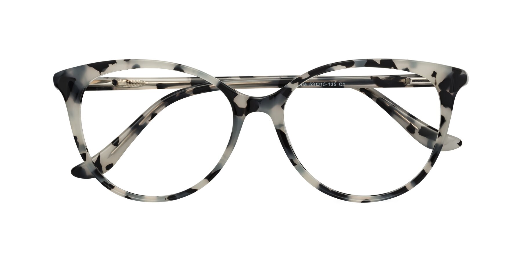 Folded Front of Maria in Ivory Tortoise with Clear Eyeglass Lenses