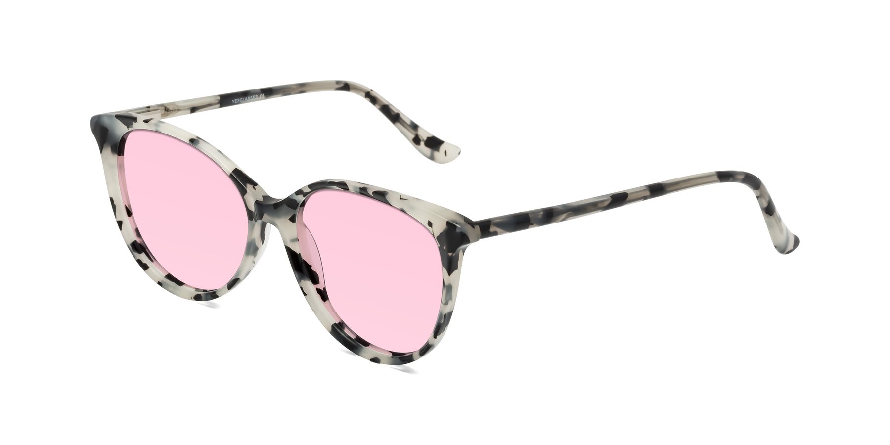 Angle of Maria in Ivory Tortoise with Light Pink Tinted Lenses