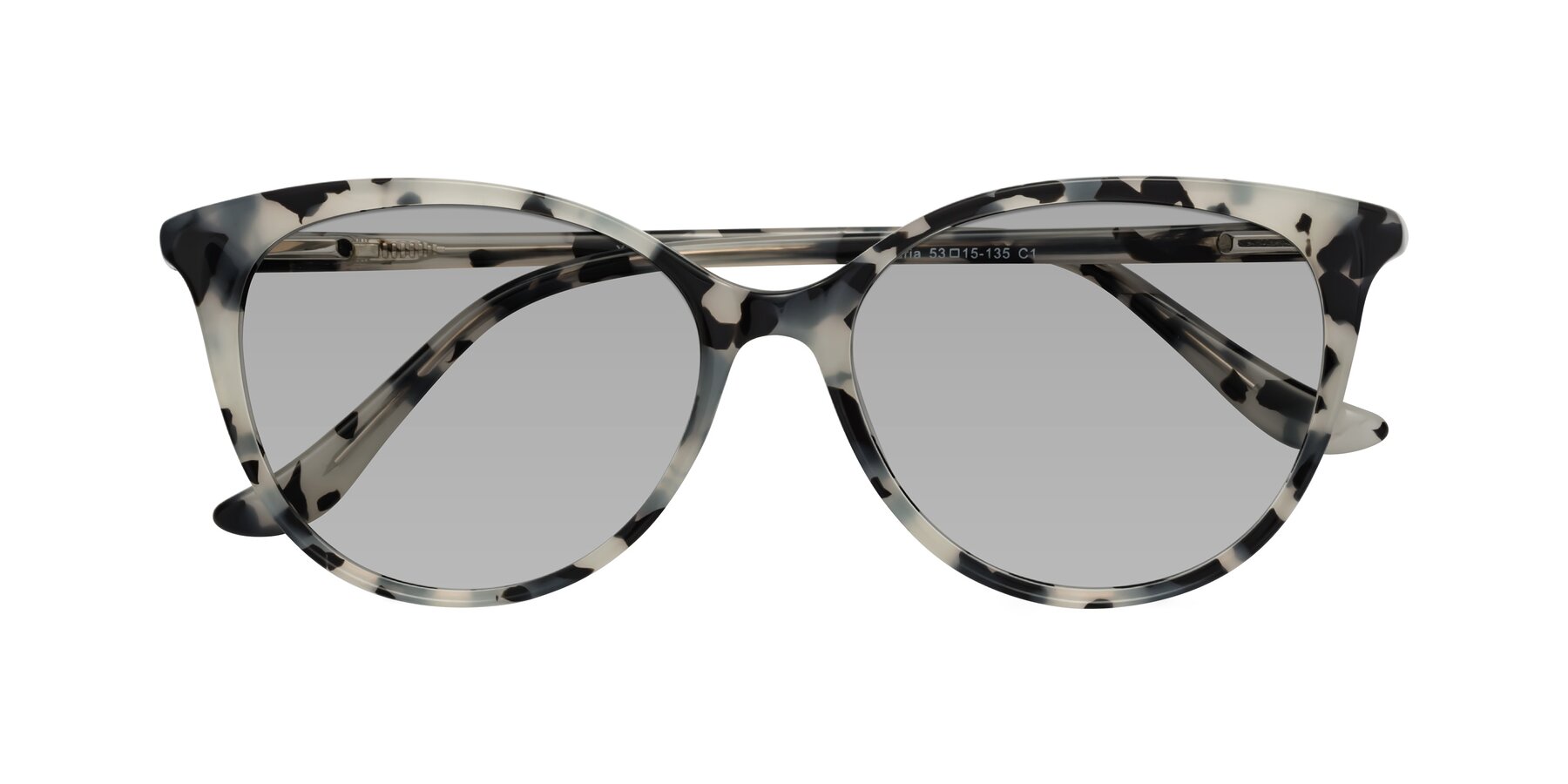 Folded Front of Maria in Ivory Tortoise with Light Gray Tinted Lenses