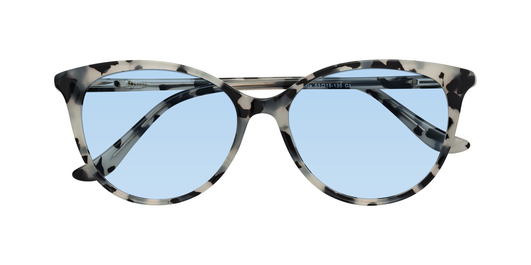 Folded Front of Maria in Ivory Tortoise with Light Blue Tinted Lenses