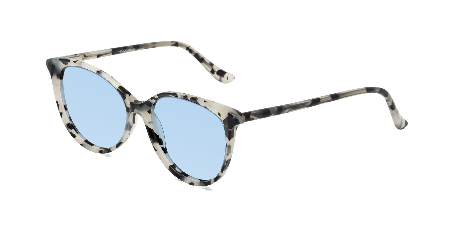 Angle of Maria in Ivory Tortoise with Light Blue Tinted Lenses