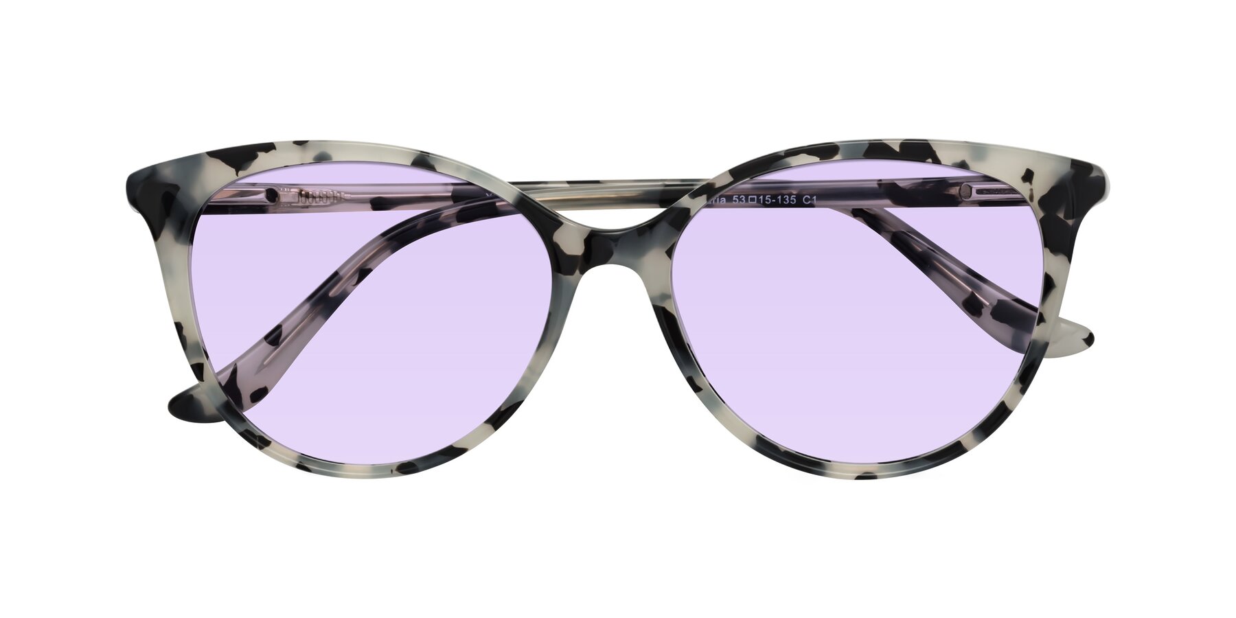 Folded Front of Maria in Ivory Tortoise with Light Purple Tinted Lenses