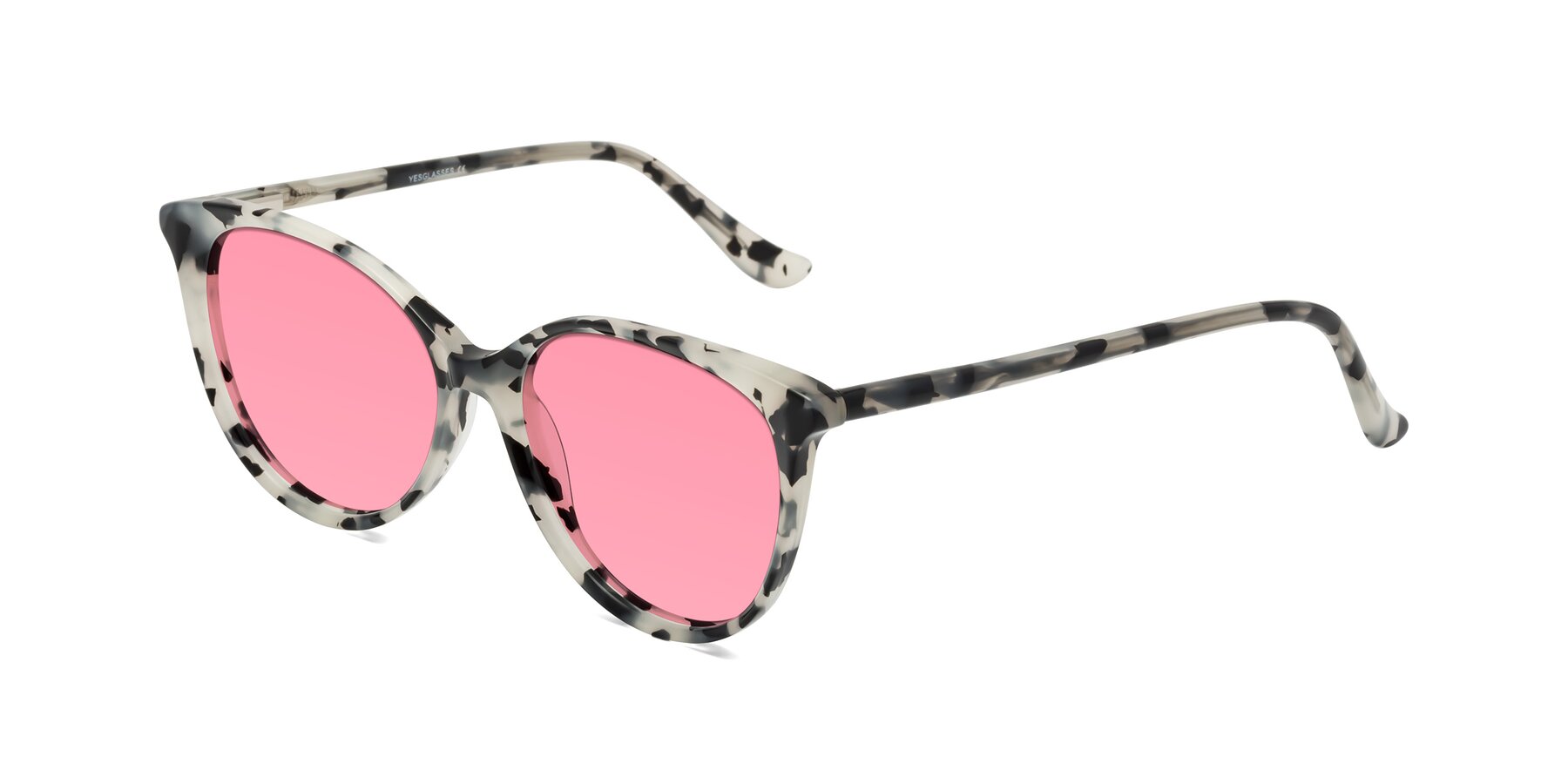 Angle of Maria in Ivory Tortoise with Pink Tinted Lenses