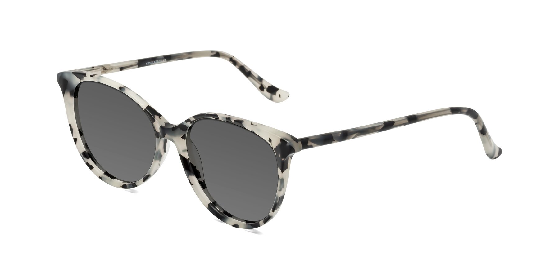 Angle of Maria in Ivory Tortoise with Medium Gray Tinted Lenses