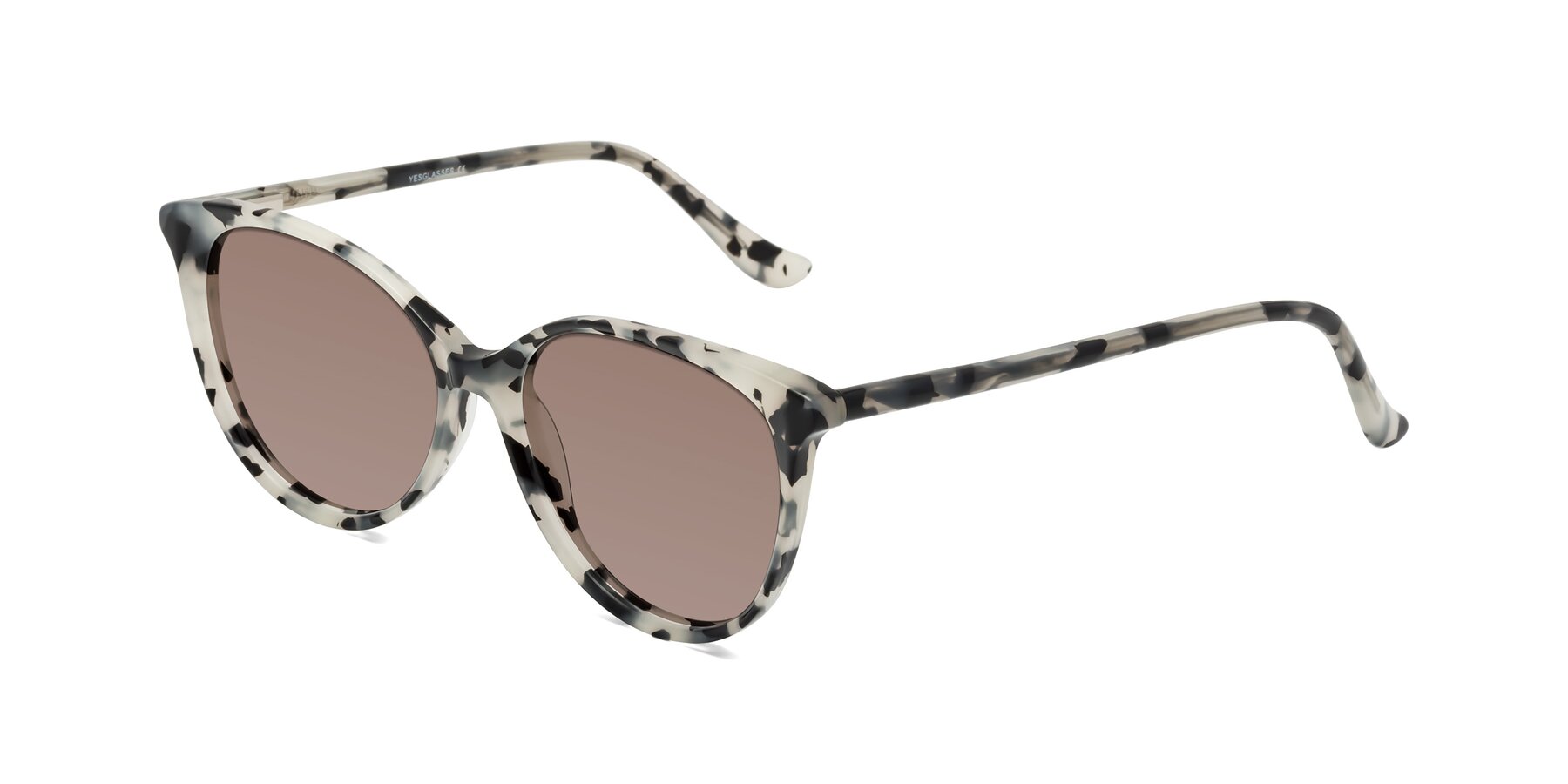 Angle of Maria in Ivory Tortoise with Medium Brown Tinted Lenses