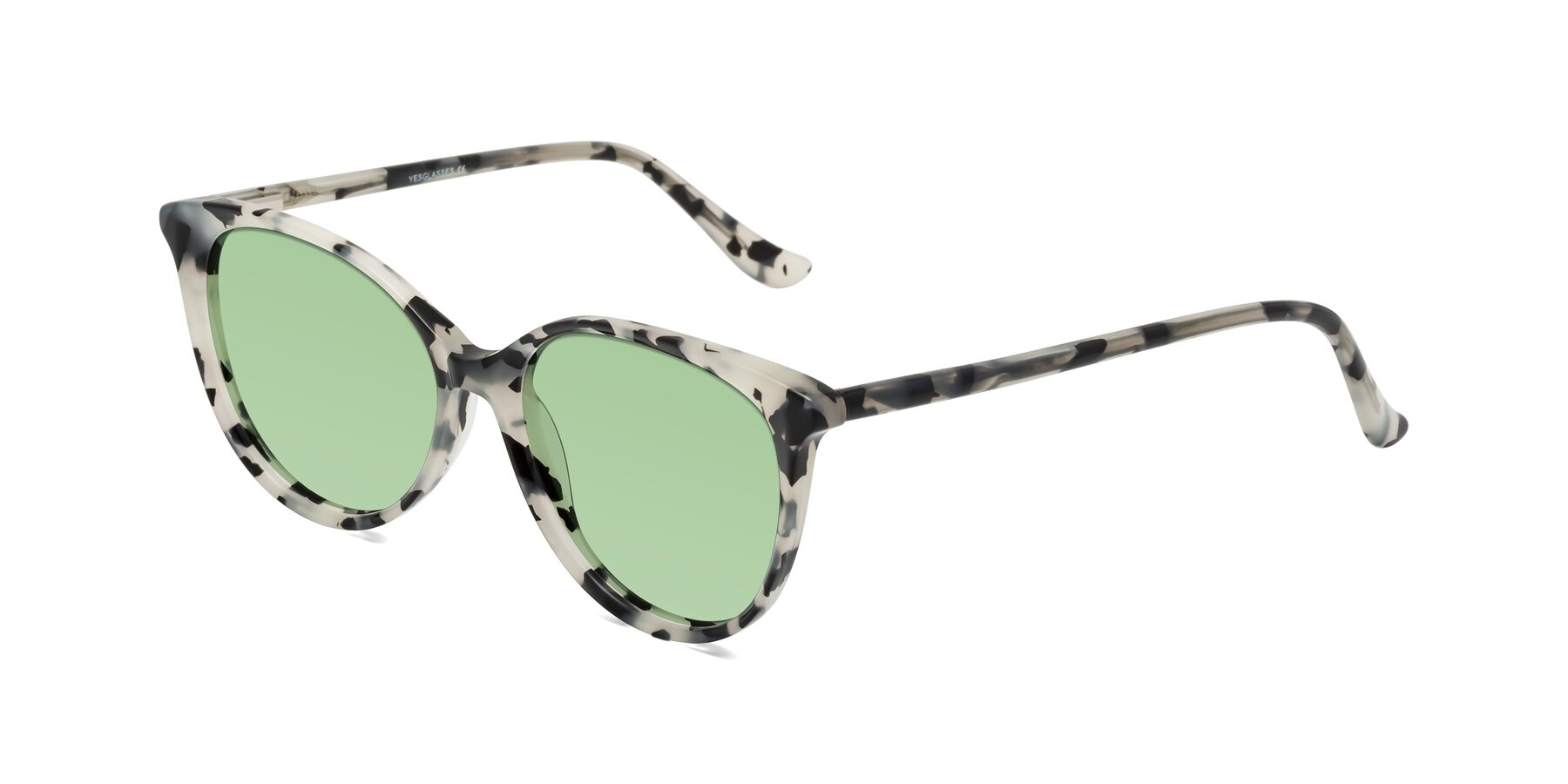 Angle of Maria in Ivory Tortoise with Medium Green Tinted Lenses