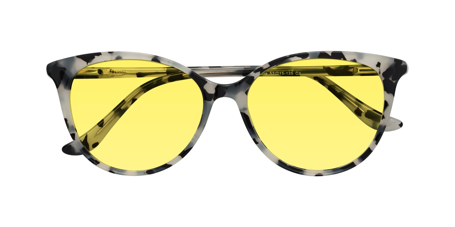 Folded Front of Maria in Ivory Tortoise with Medium Yellow Tinted Lenses