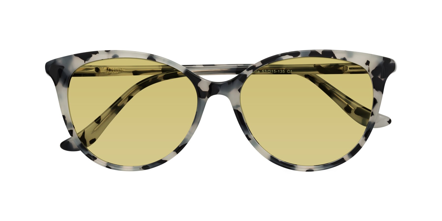 Folded Front of Maria in Ivory Tortoise with Medium Champagne Tinted Lenses