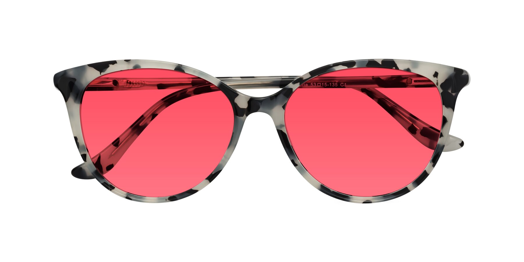 Folded Front of Maria in Ivory Tortoise with Red Tinted Lenses