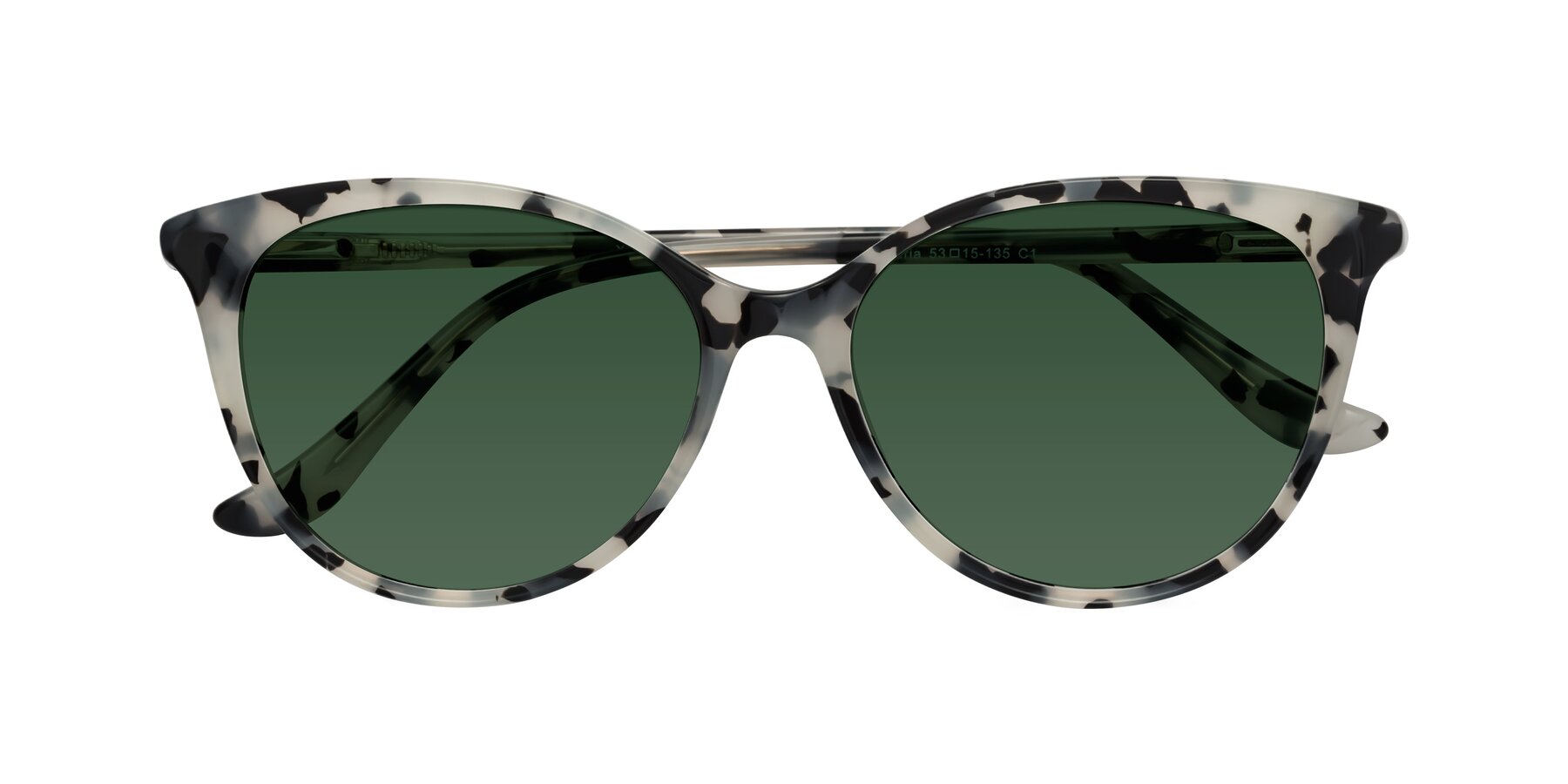 Folded Front of Maria in Ivory Tortoise with Green Tinted Lenses