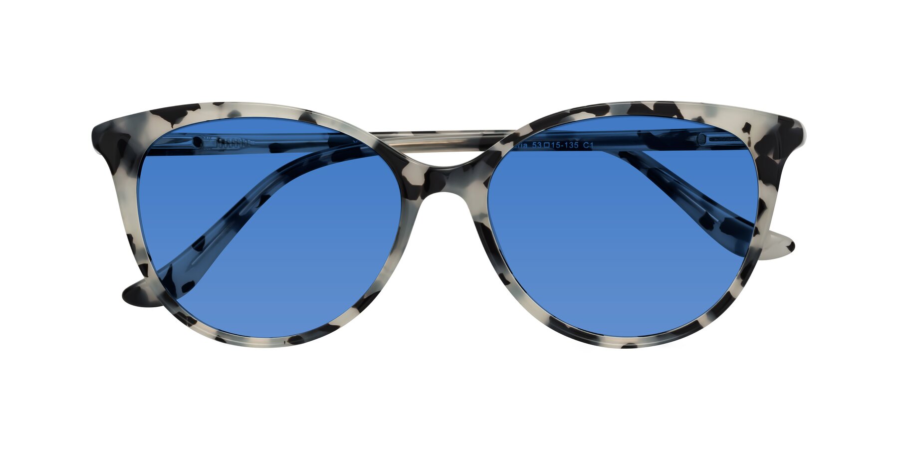 Folded Front of Maria in Ivory Tortoise with Blue Tinted Lenses