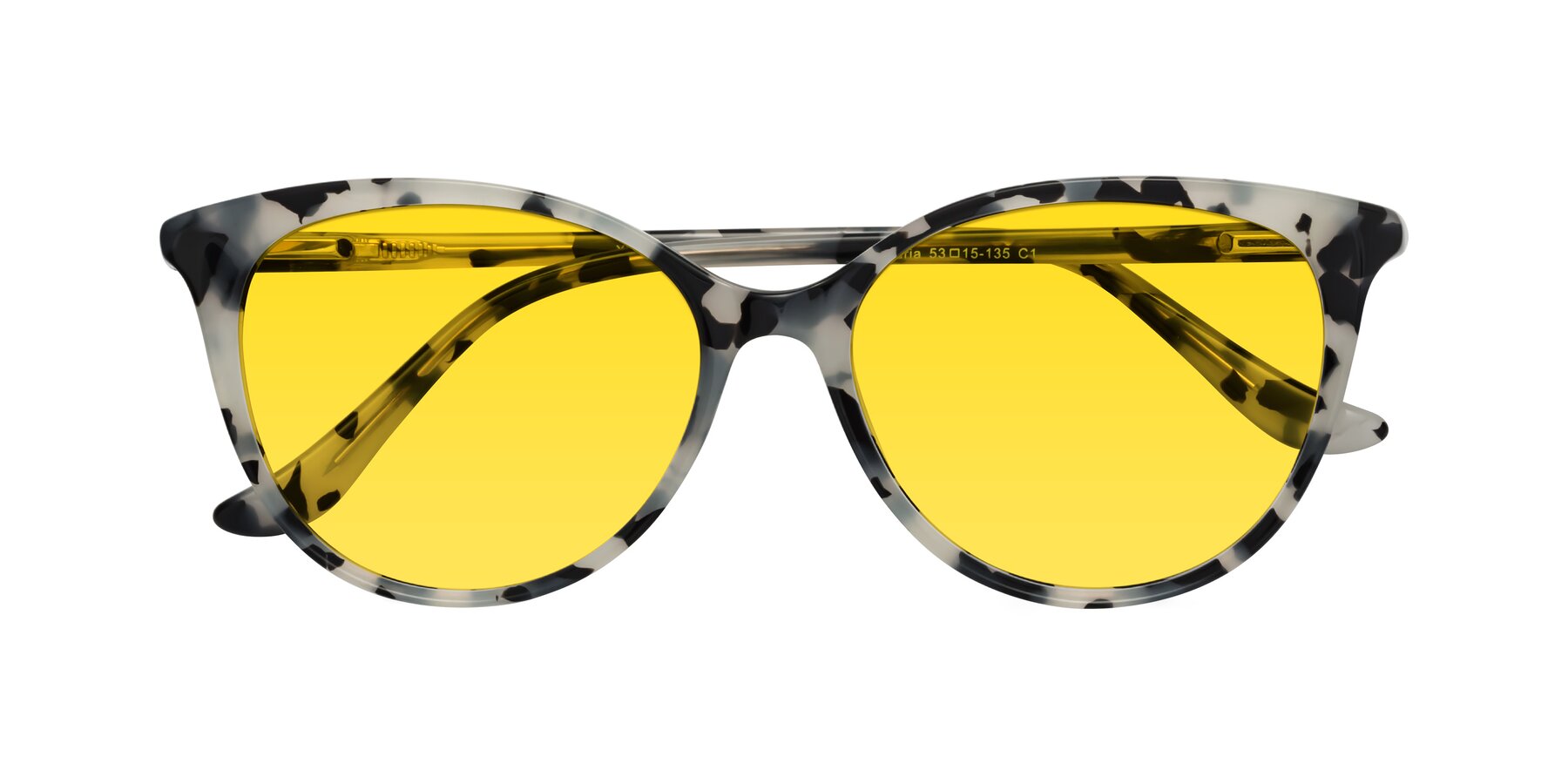 Folded Front of Maria in Ivory Tortoise with Yellow Tinted Lenses