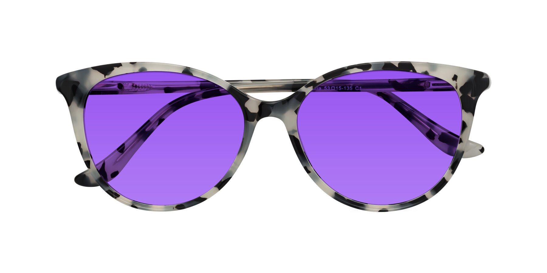 Folded Front of Maria in Ivory Tortoise with Purple Tinted Lenses