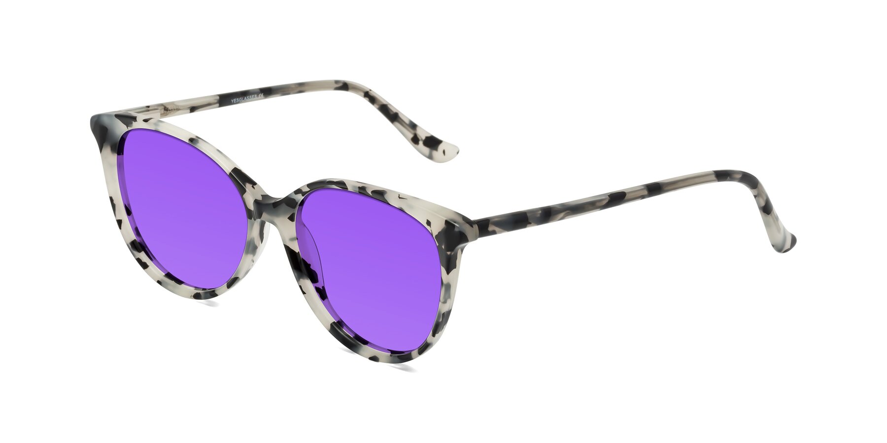 Angle of Maria in Ivory Tortoise with Purple Tinted Lenses