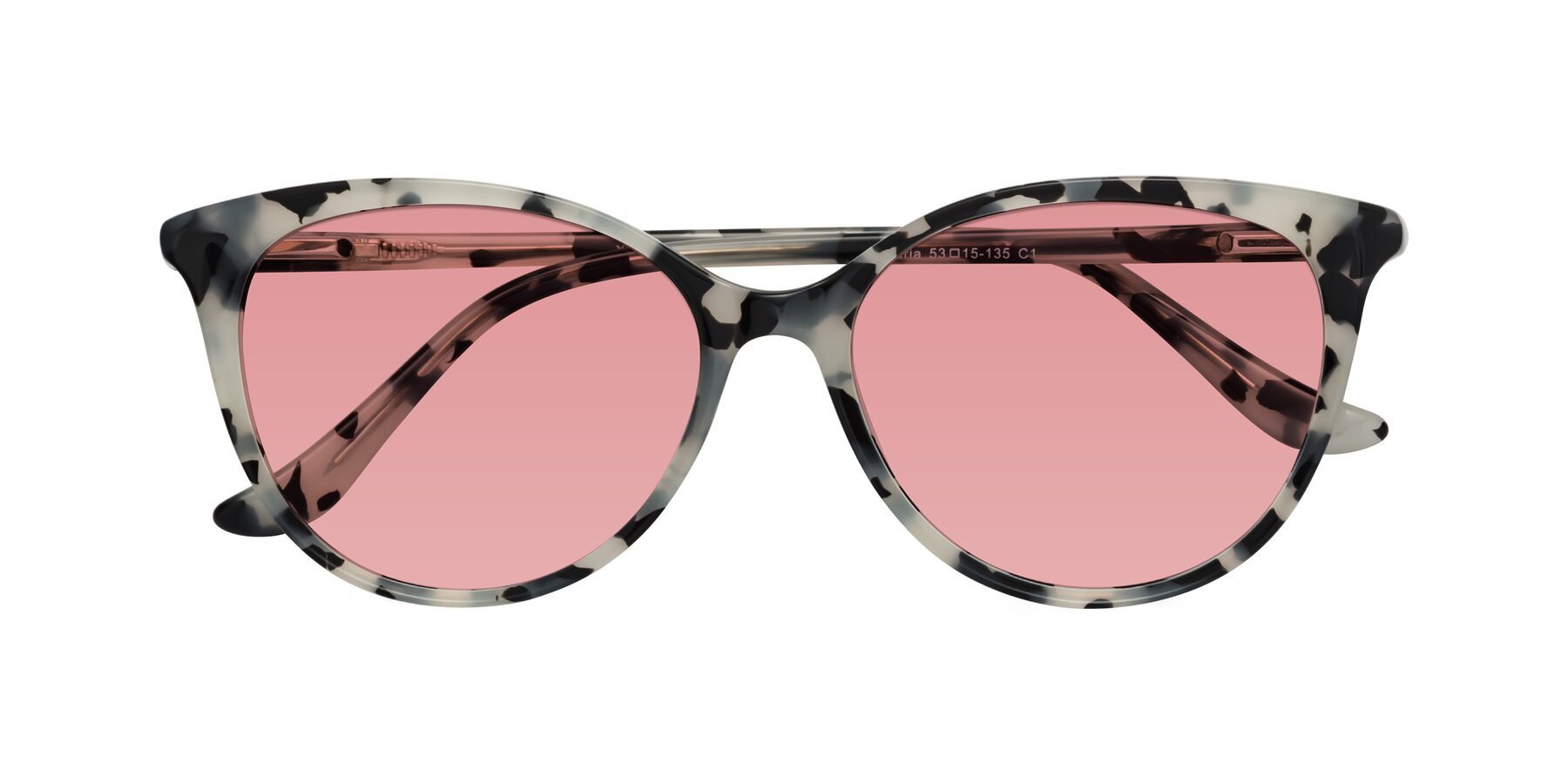 Folded Front of Maria in Ivory Tortoise with Medium Garnet Tinted Lenses