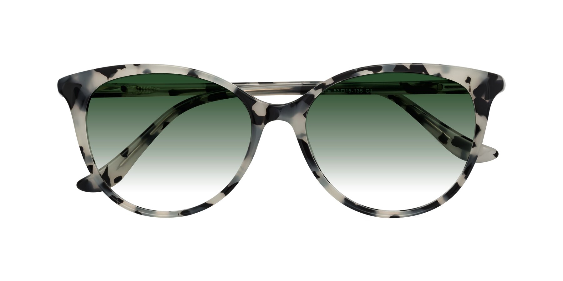 Folded Front of Maria in Ivory Tortoise with Green Gradient Lenses