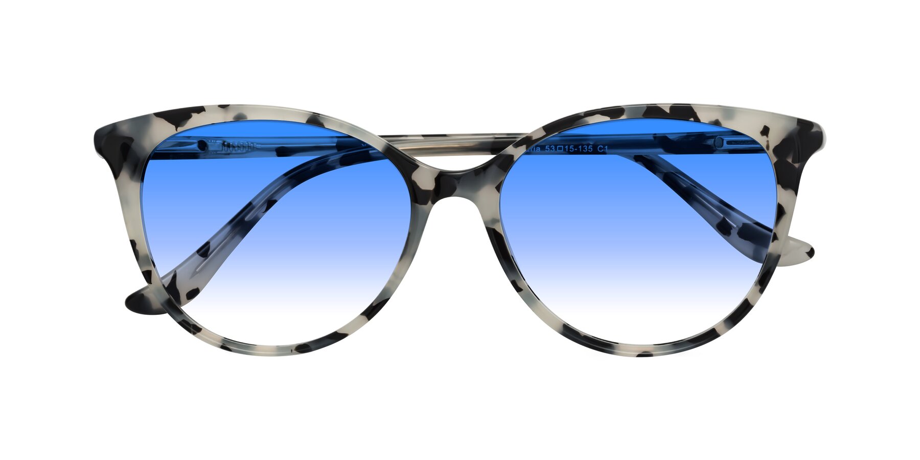 Folded Front of Maria in Ivory Tortoise with Blue Gradient Lenses