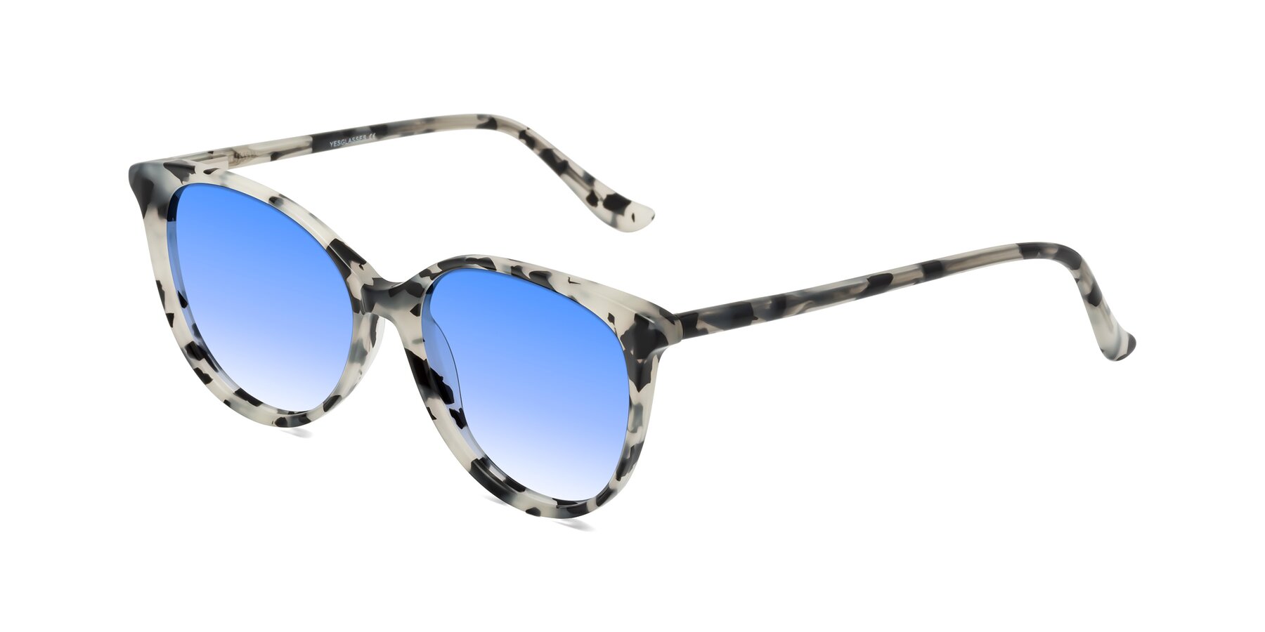 Angle of Maria in Ivory Tortoise with Blue Gradient Lenses