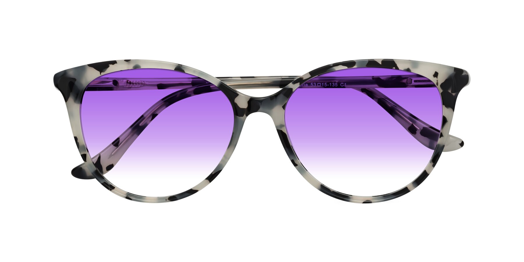 Folded Front of Maria in Ivory Tortoise with Purple Gradient Lenses