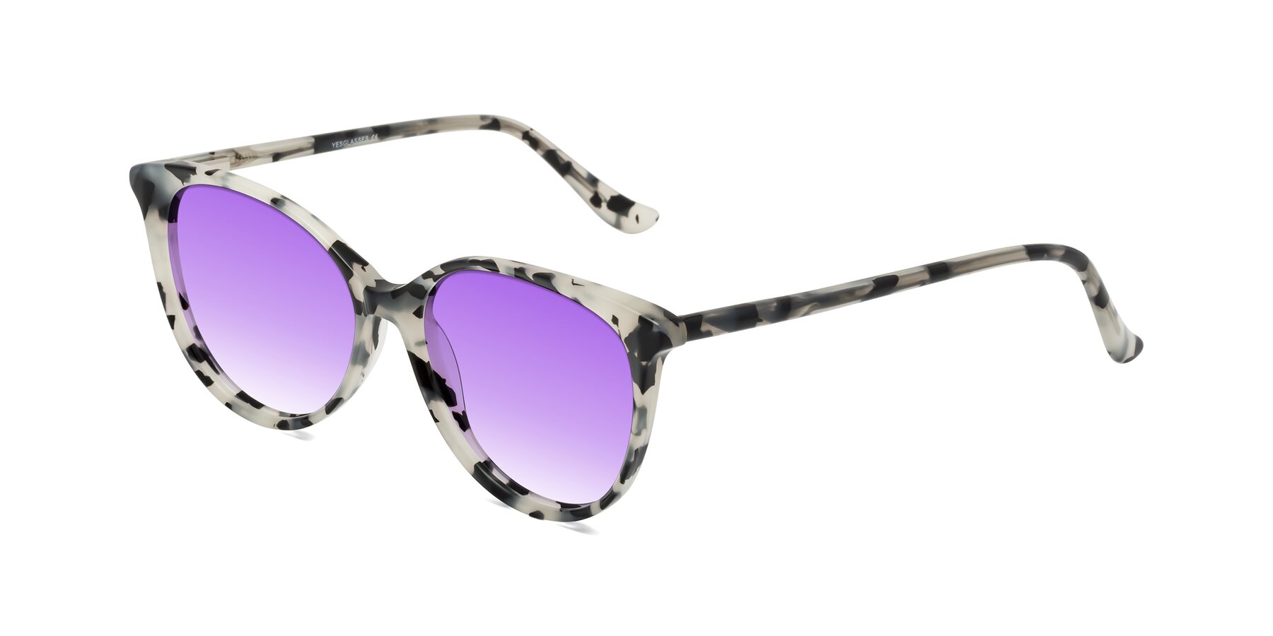 Angle of Maria in Ivory Tortoise with Purple Gradient Lenses