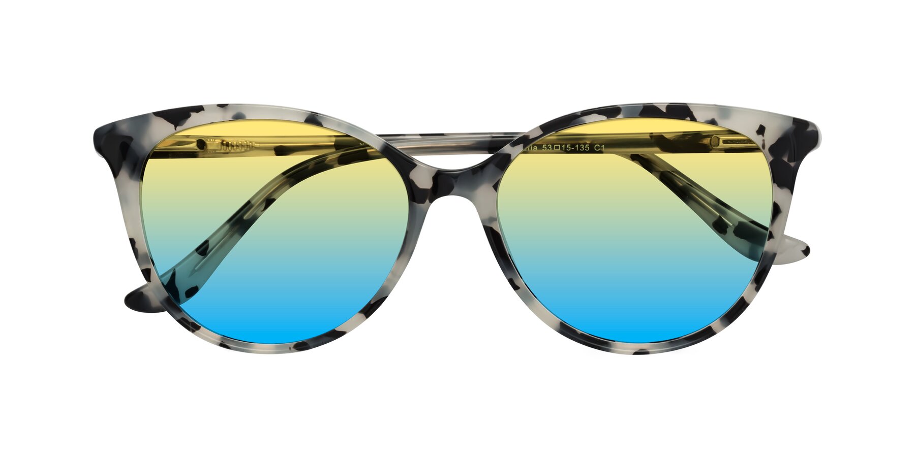 Folded Front of Maria in Ivory Tortoise with Yellow / Blue Gradient Lenses