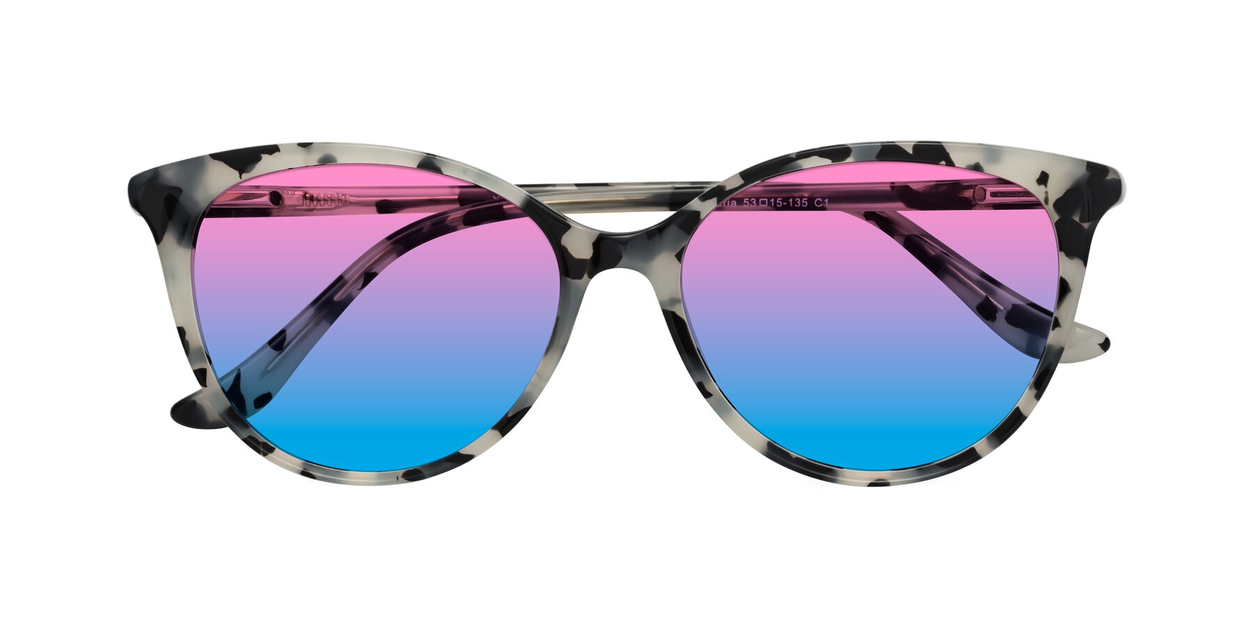 Folded Front of Maria in Ivory Tortoise with Pink / Blue Gradient Lenses