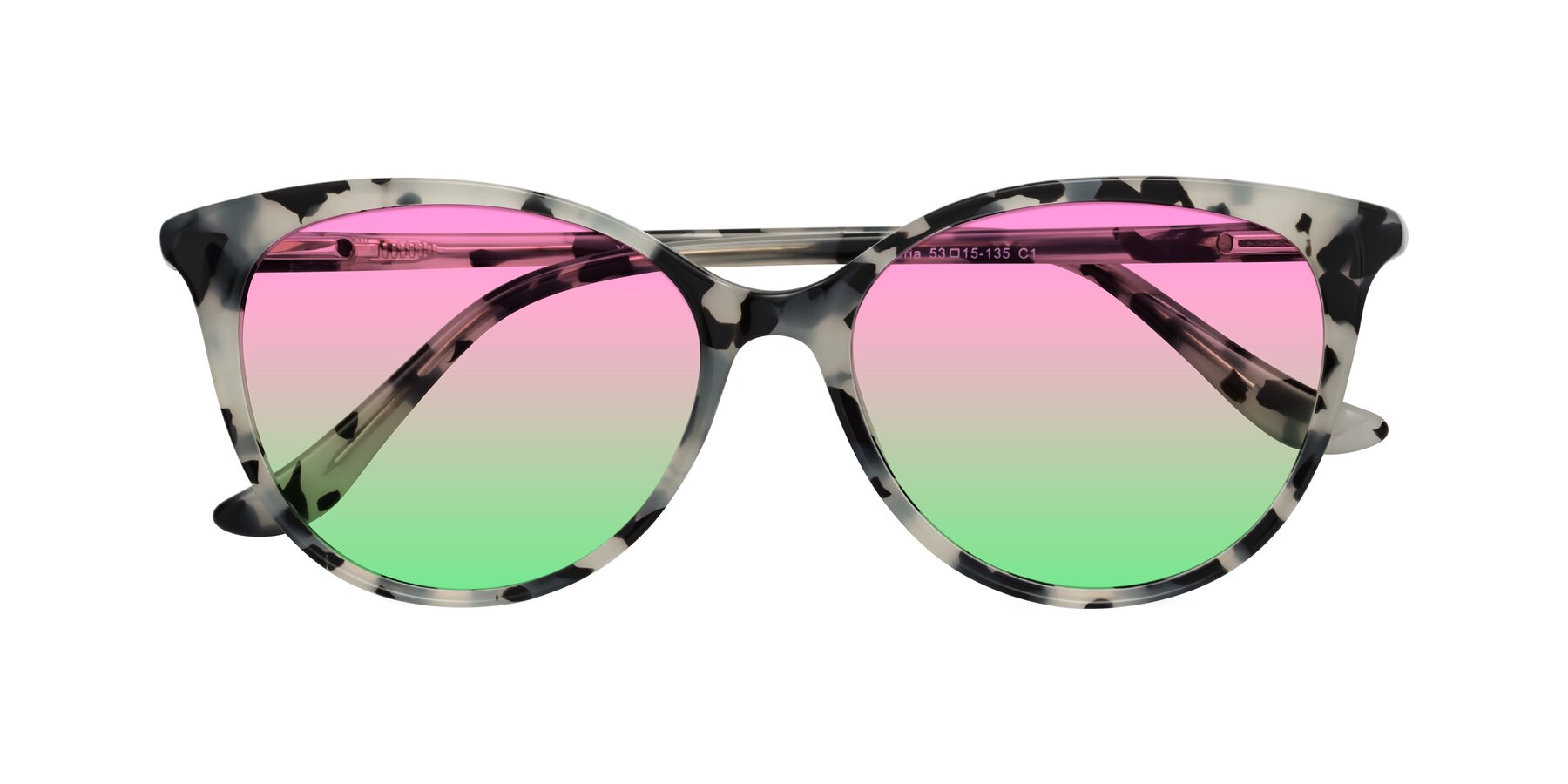 Folded Front of Maria in Ivory Tortoise with Pink / Green Gradient Lenses