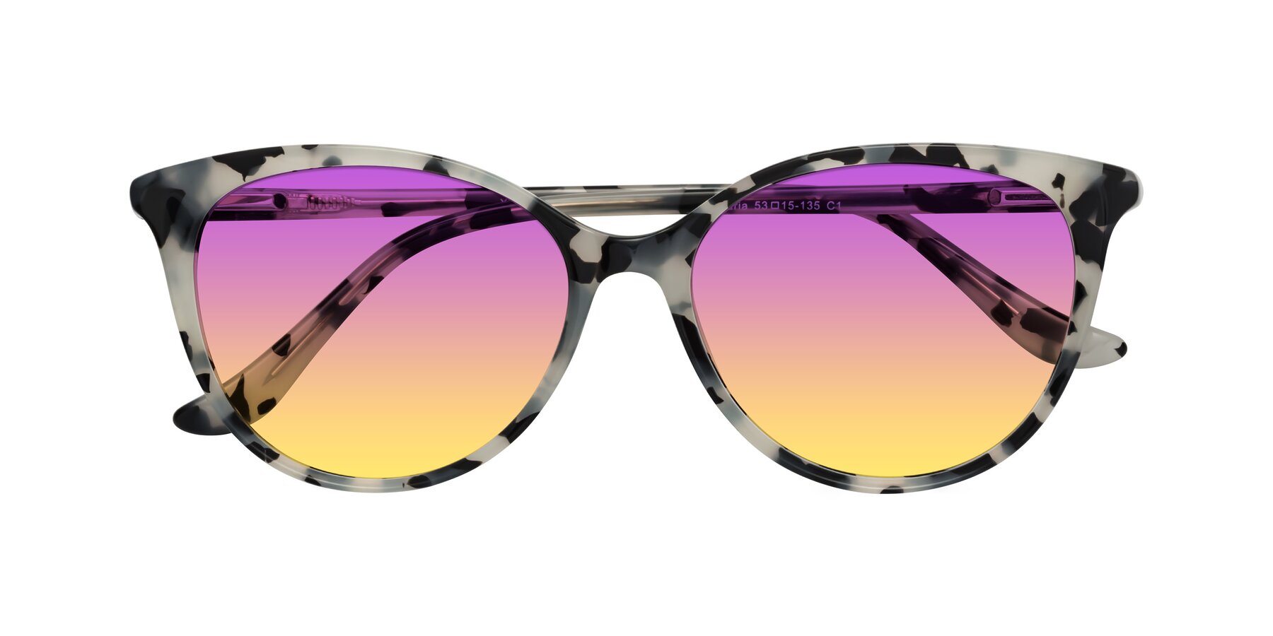 Folded Front of Maria in Ivory Tortoise with Purple / Yellow Gradient Lenses