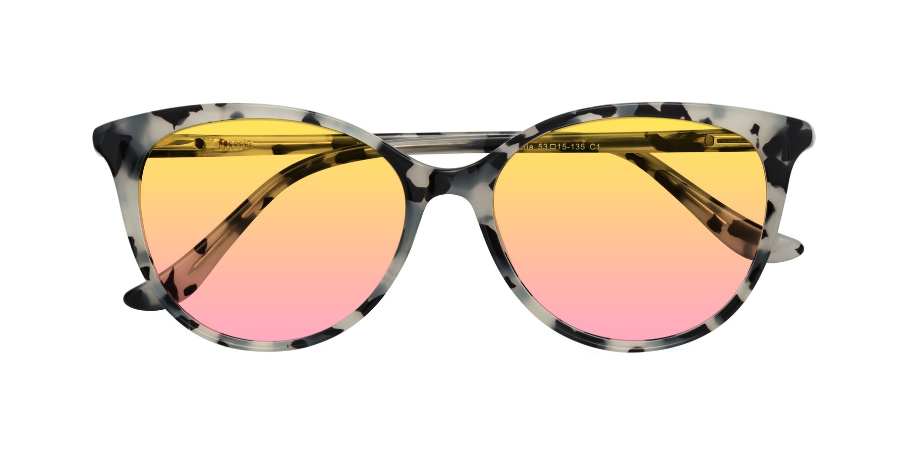 Folded Front of Maria in Ivory Tortoise with Yellow / Pink Gradient Lenses