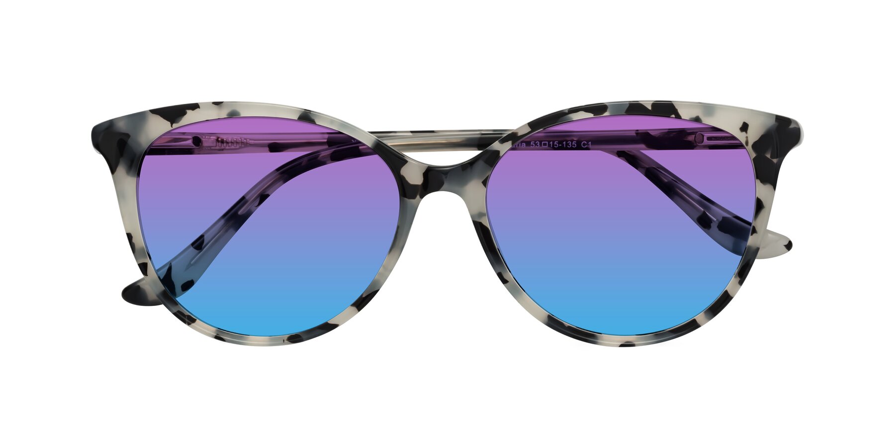 Folded Front of Maria in Ivory Tortoise with Purple / Blue Gradient Lenses