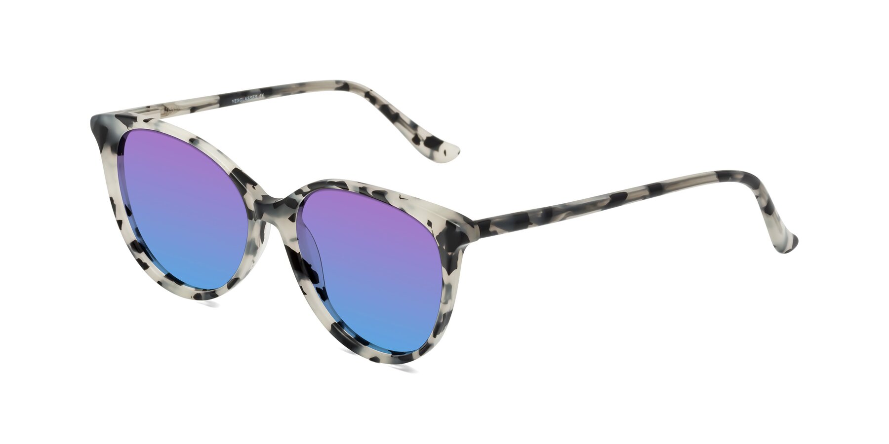 Angle of Maria in Ivory Tortoise with Purple / Blue Gradient Lenses