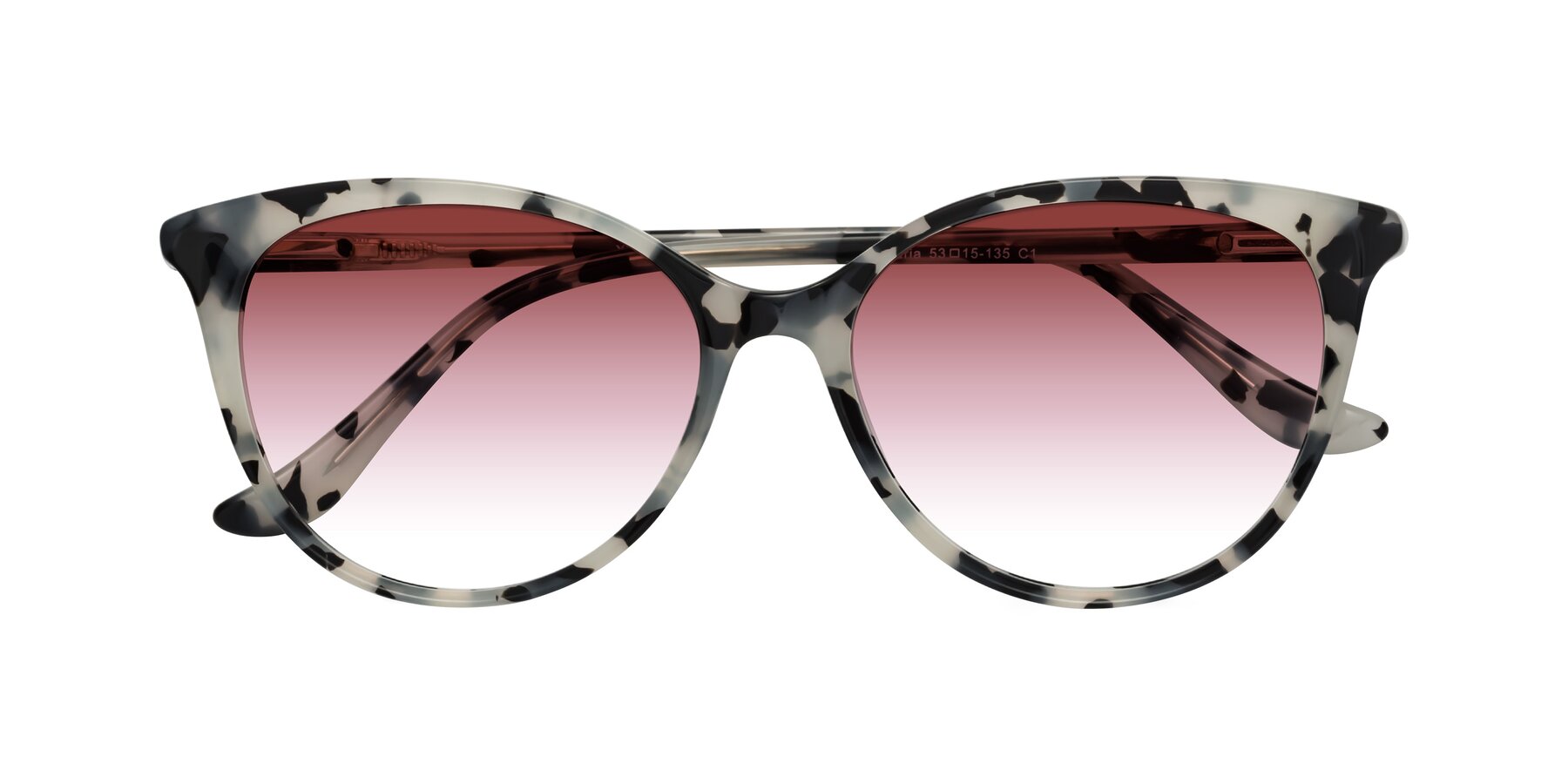 Folded Front of Maria in Ivory Tortoise with Garnet Gradient Lenses