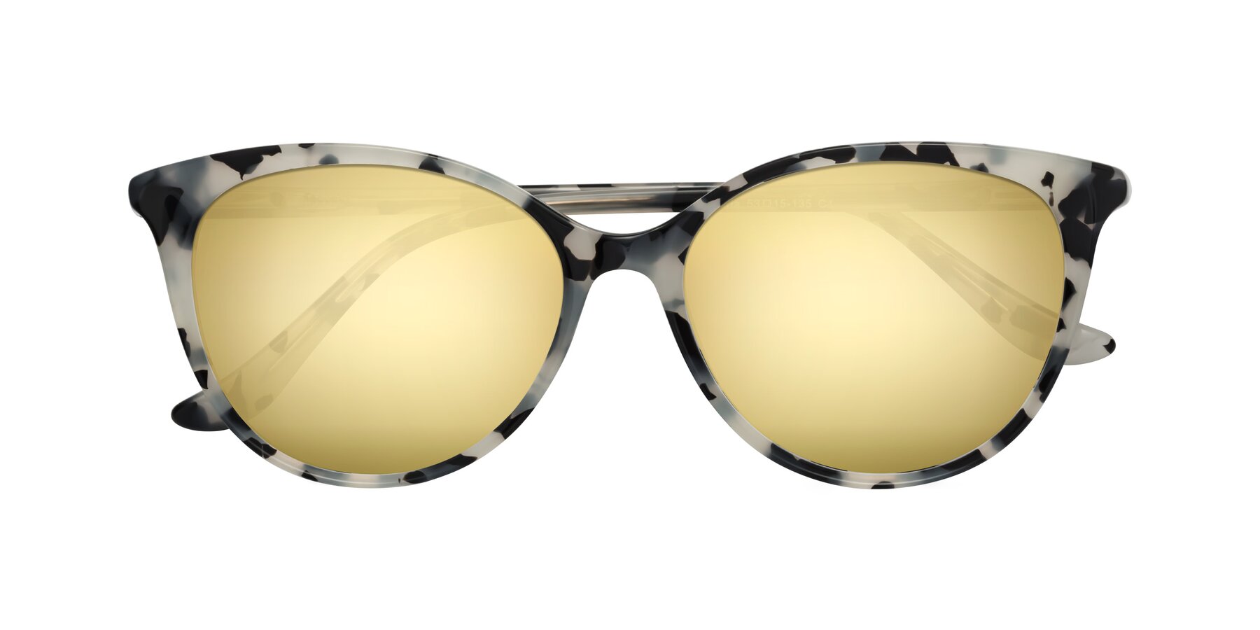 Folded Front of Maria in Ivory Tortoise with Gold Mirrored Lenses