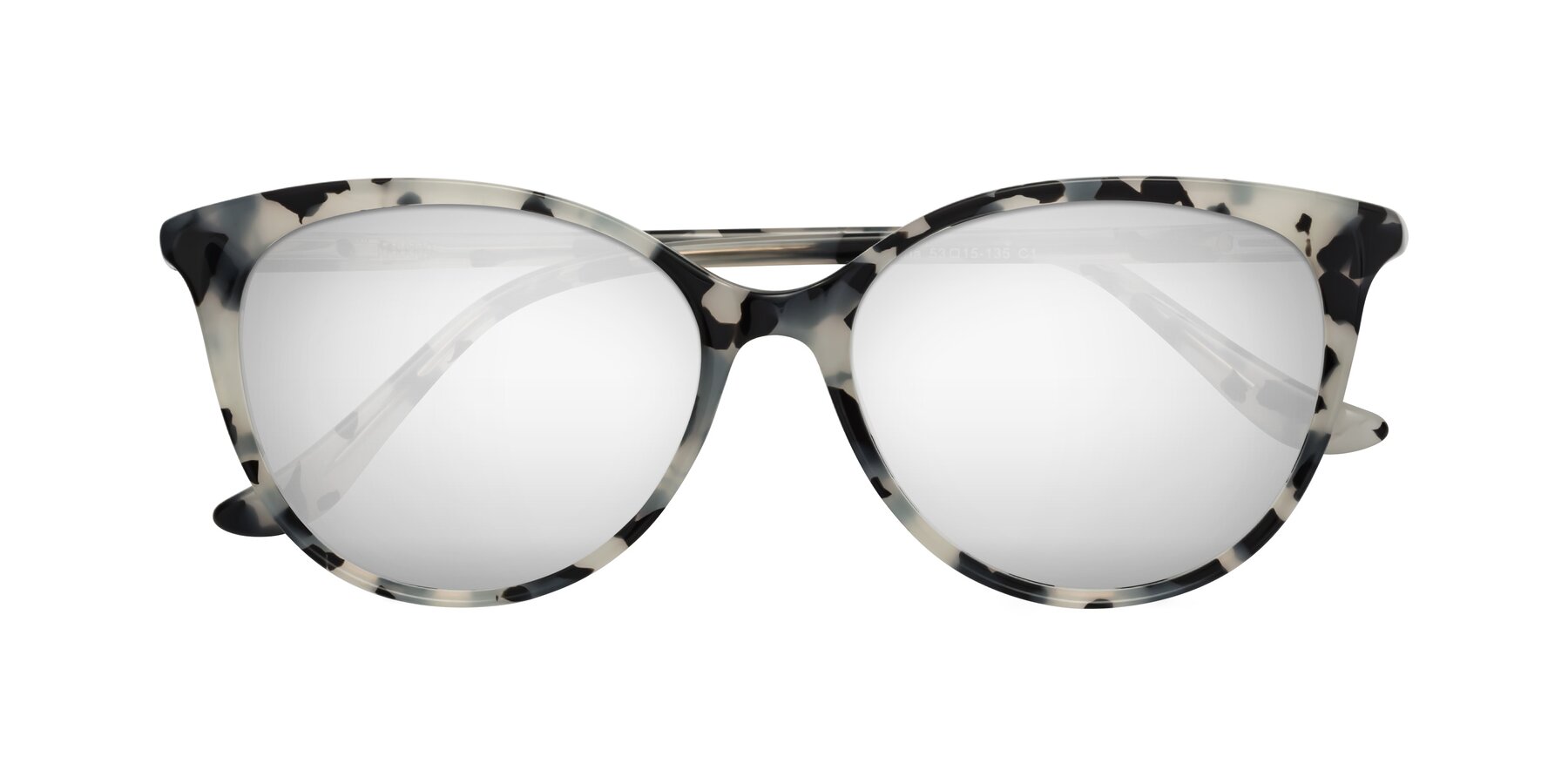 Folded Front of Maria in Ivory Tortoise with Silver Mirrored Lenses