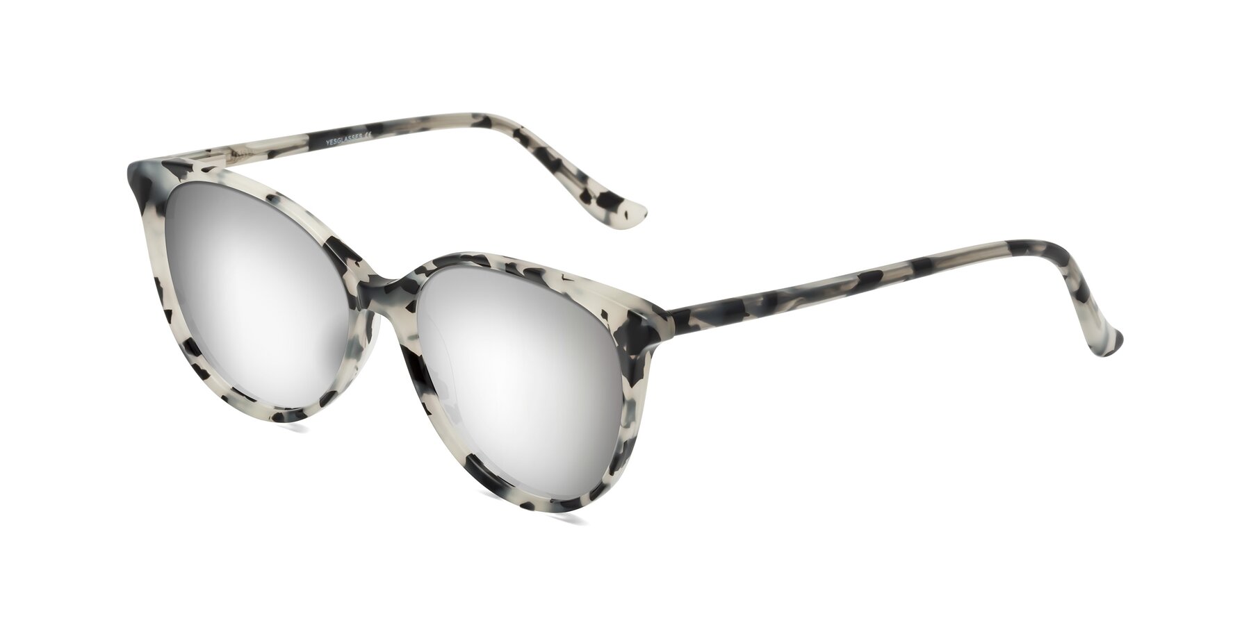 Angle of Maria in Ivory Tortoise with Silver Mirrored Lenses