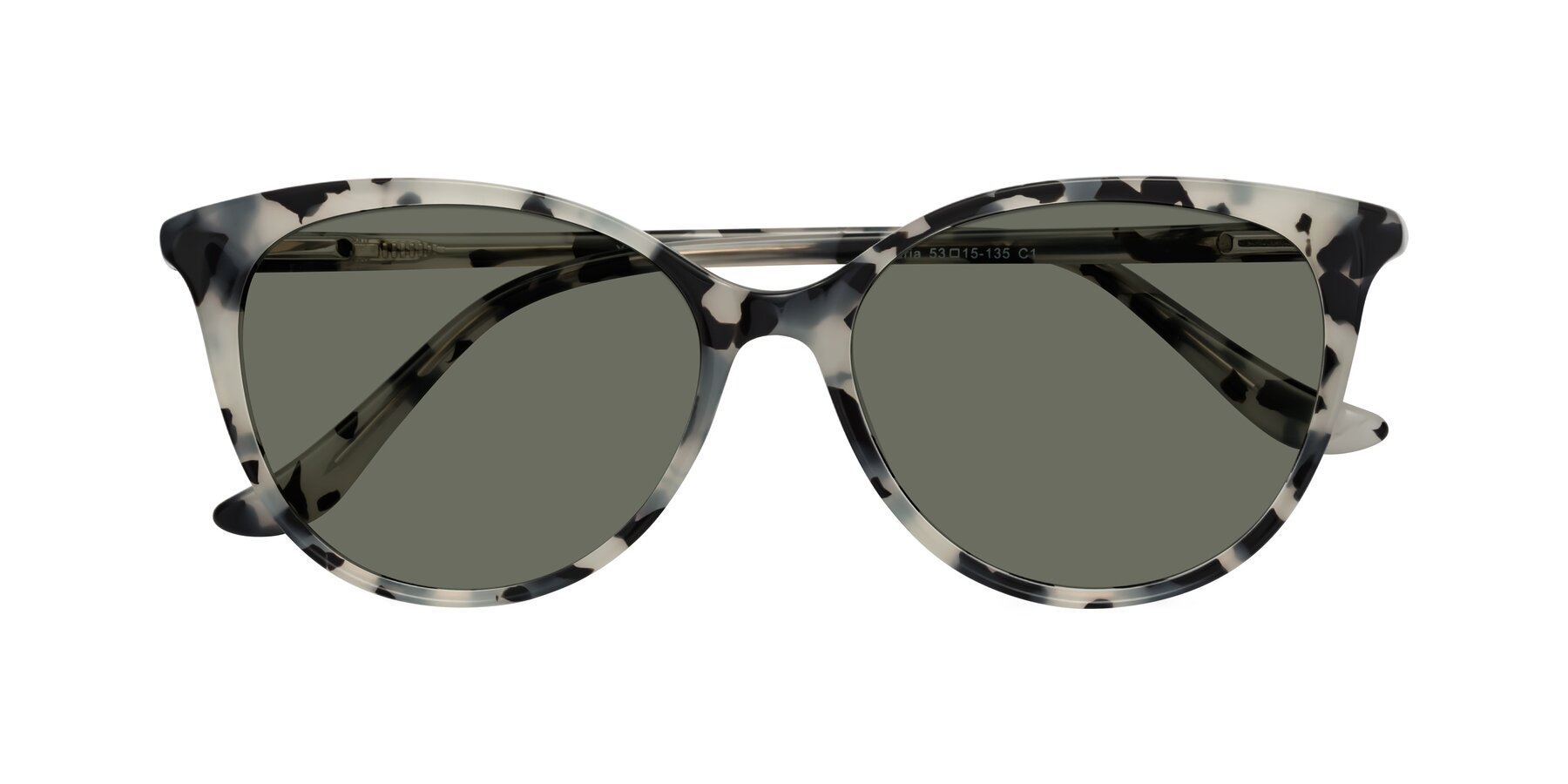 Folded Front of Maria in Ivory Tortoise with Gray Polarized Lenses