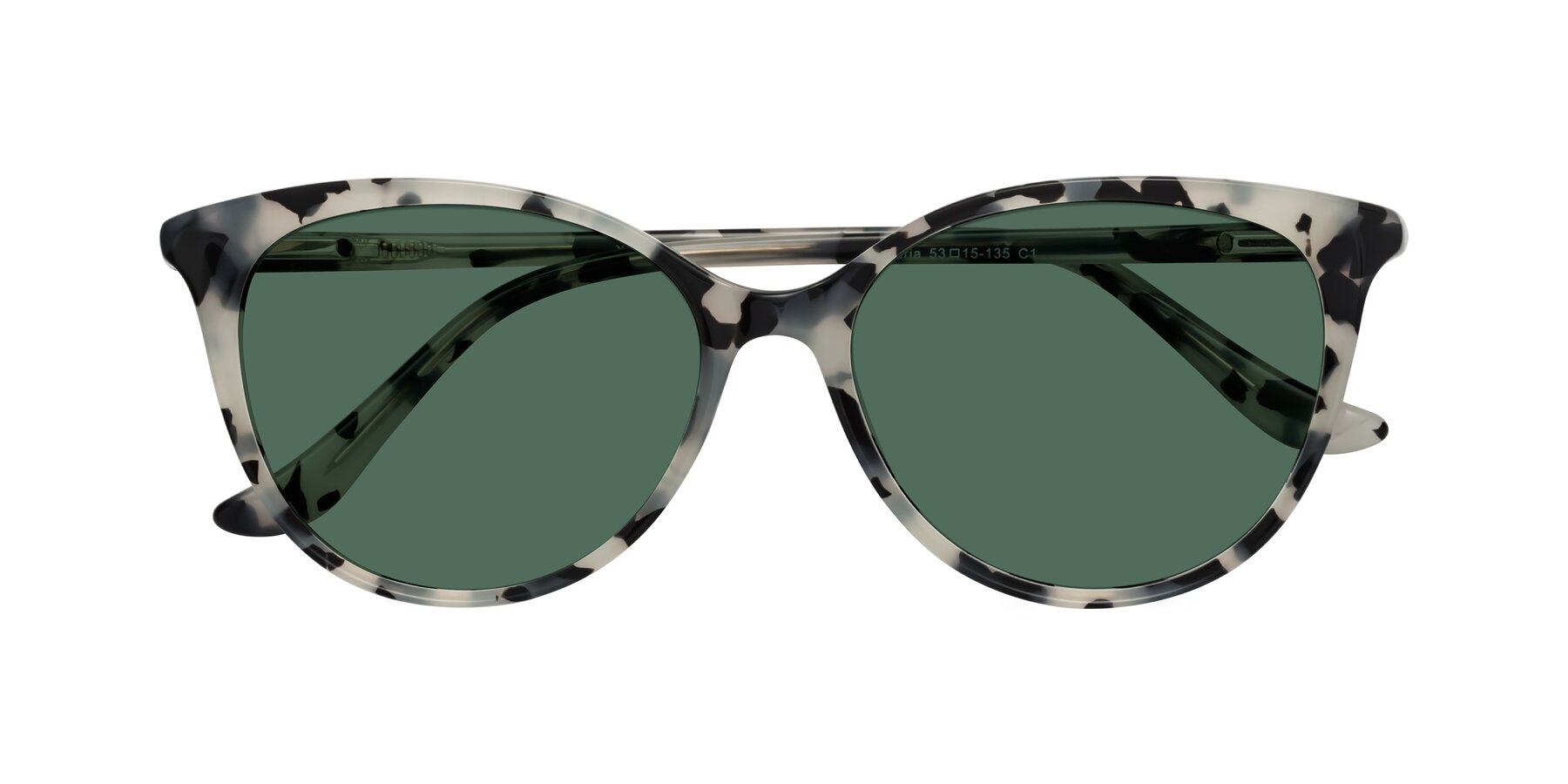 Folded Front of Maria in Ivory Tortoise with Green Polarized Lenses