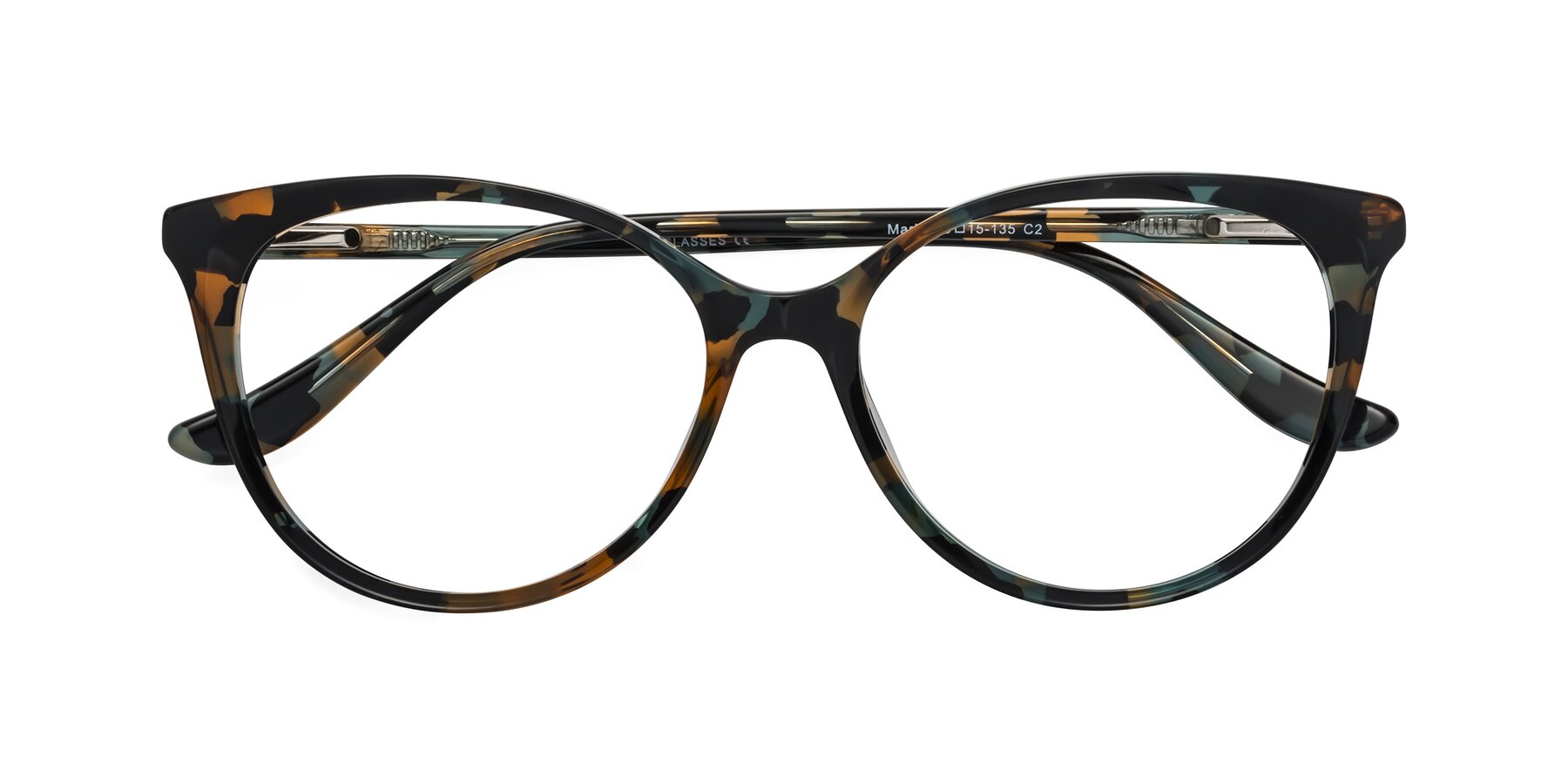 Folded Front of Maria in Orange Tortoise with Clear Eyeglass Lenses