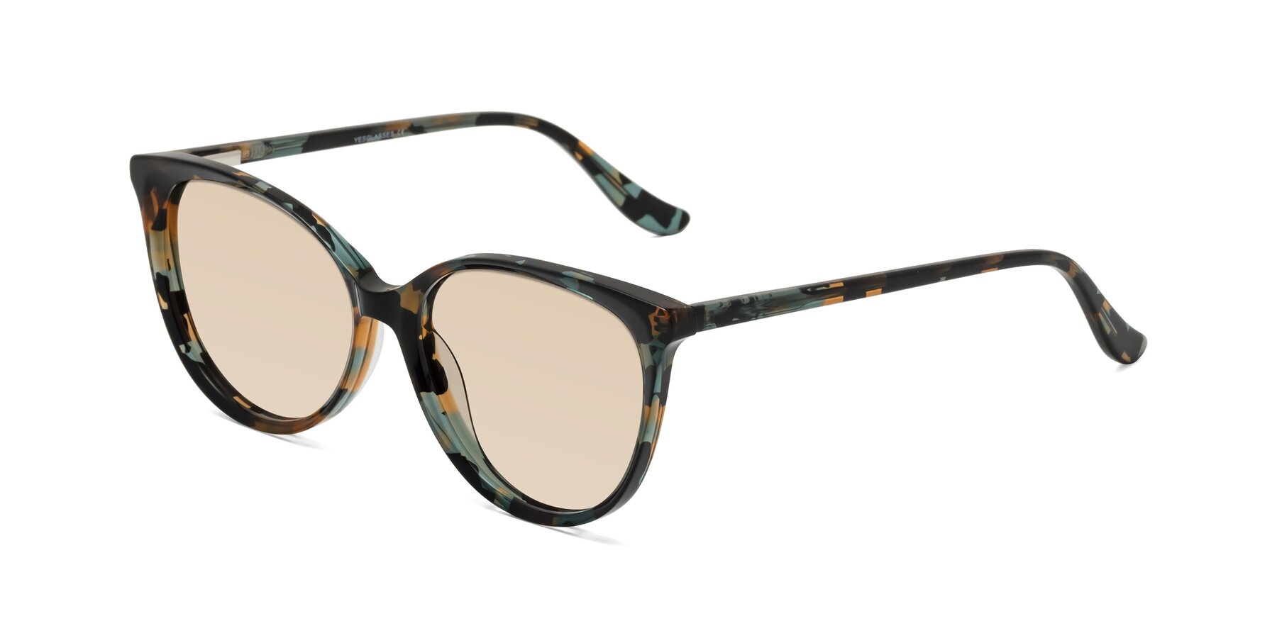 Angle of Maria in Orange Tortoise with Light Brown Tinted Lenses