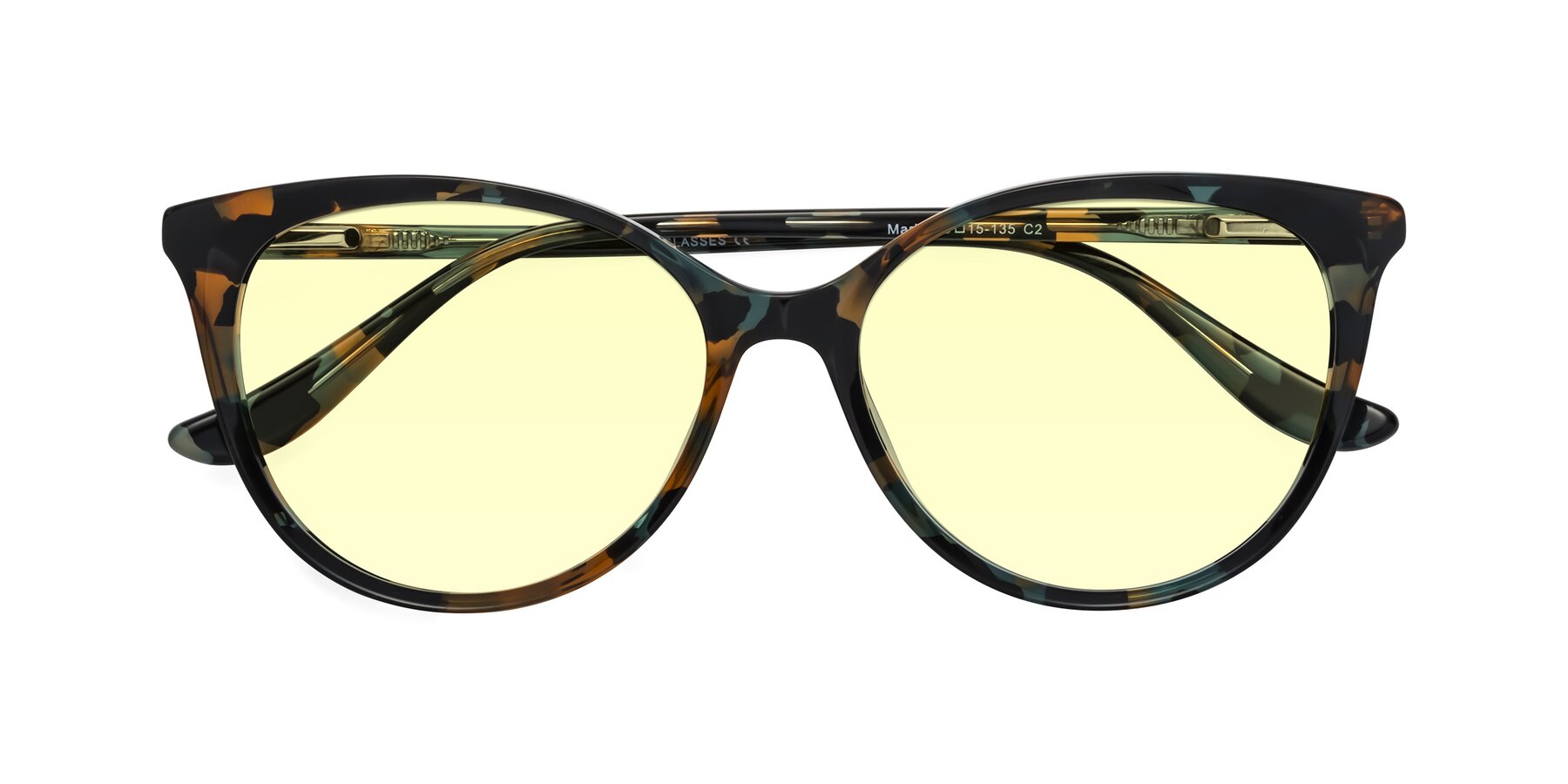 Folded Front of Maria in Orange Tortoise with Light Yellow Tinted Lenses