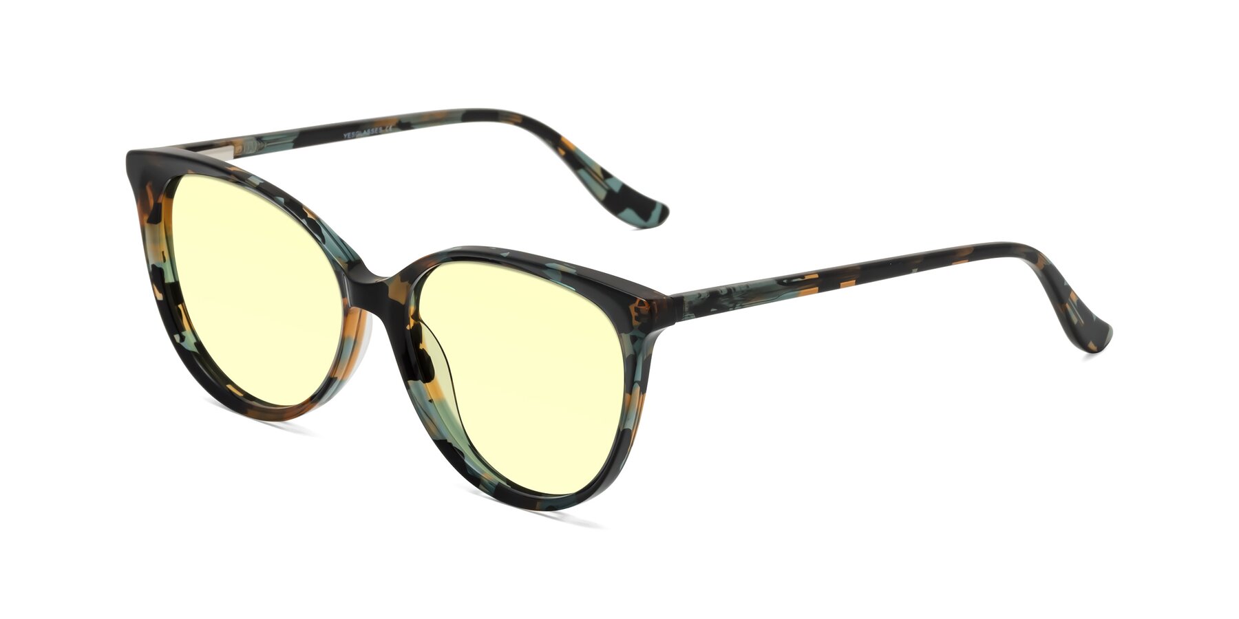 Angle of Maria in Orange Tortoise with Light Yellow Tinted Lenses