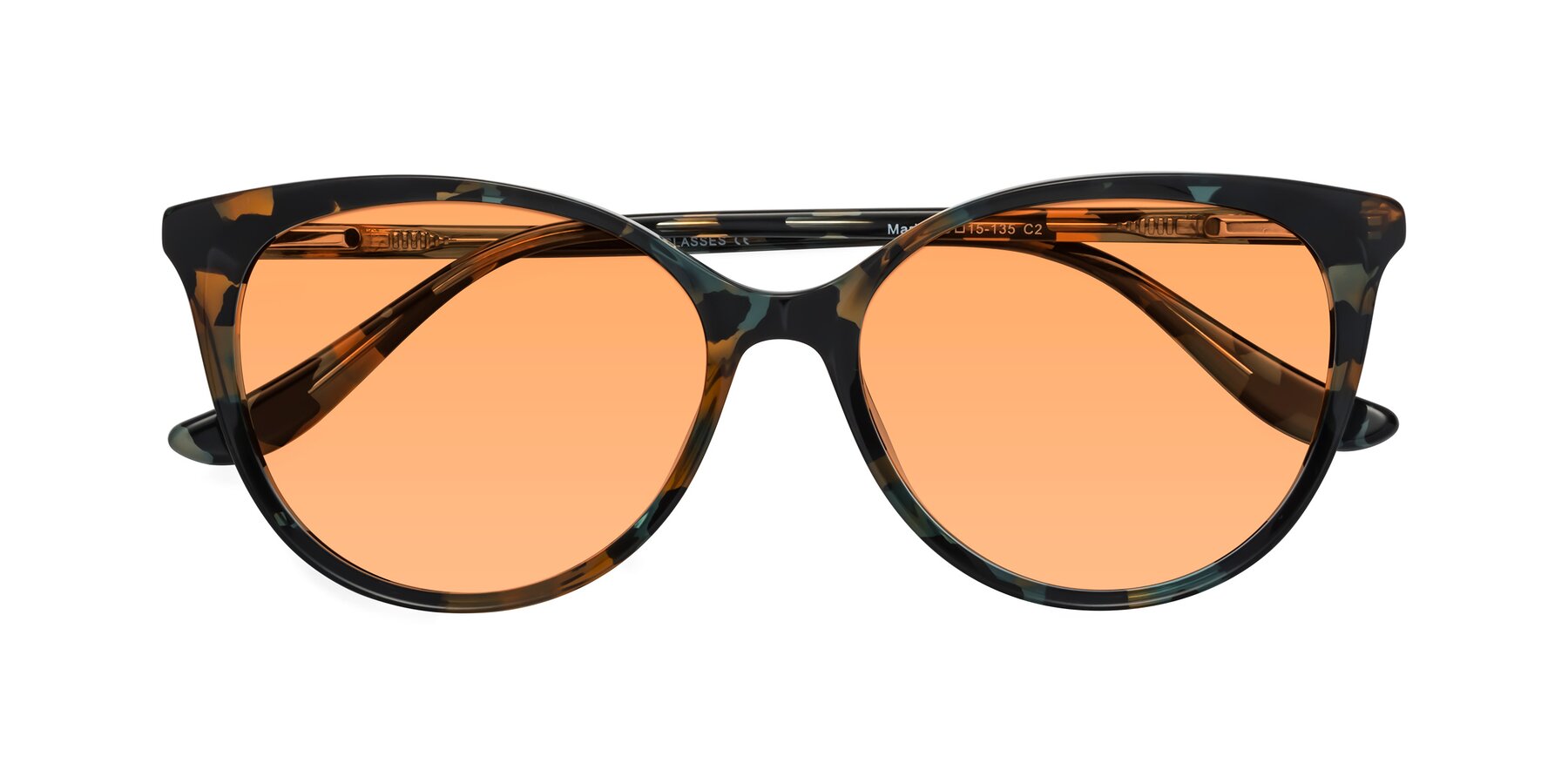 Folded Front of Maria in Orange Tortoise with Medium Orange Tinted Lenses