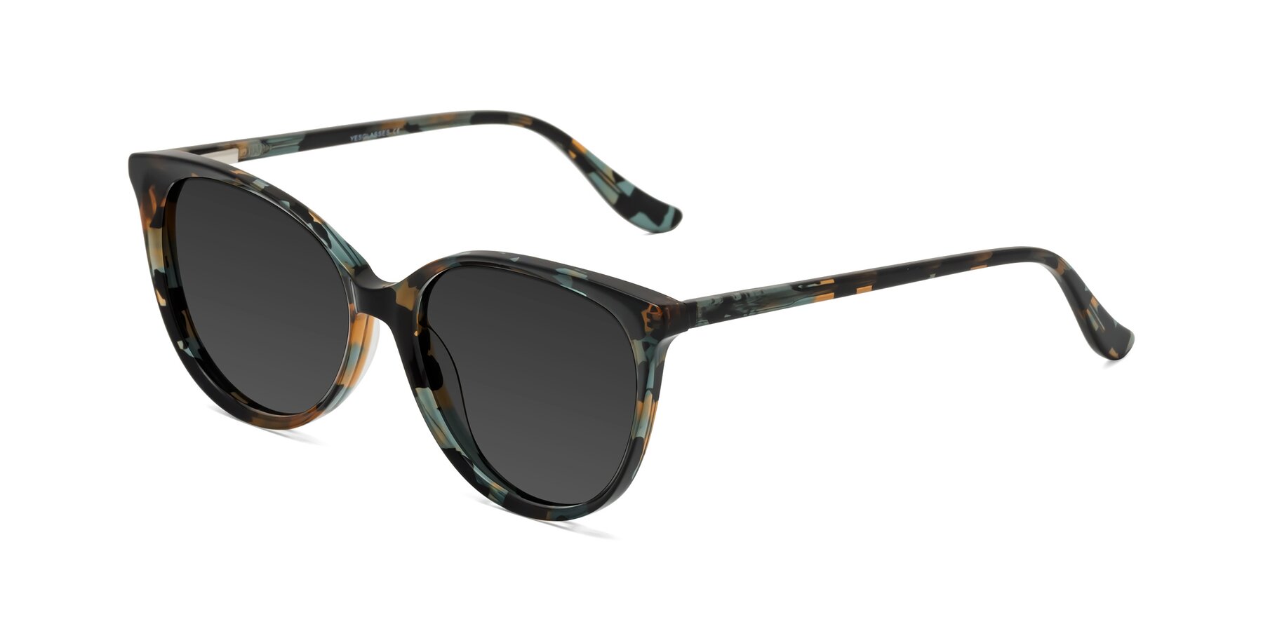 Angle of Maria in Orange Tortoise with Gray Tinted Lenses