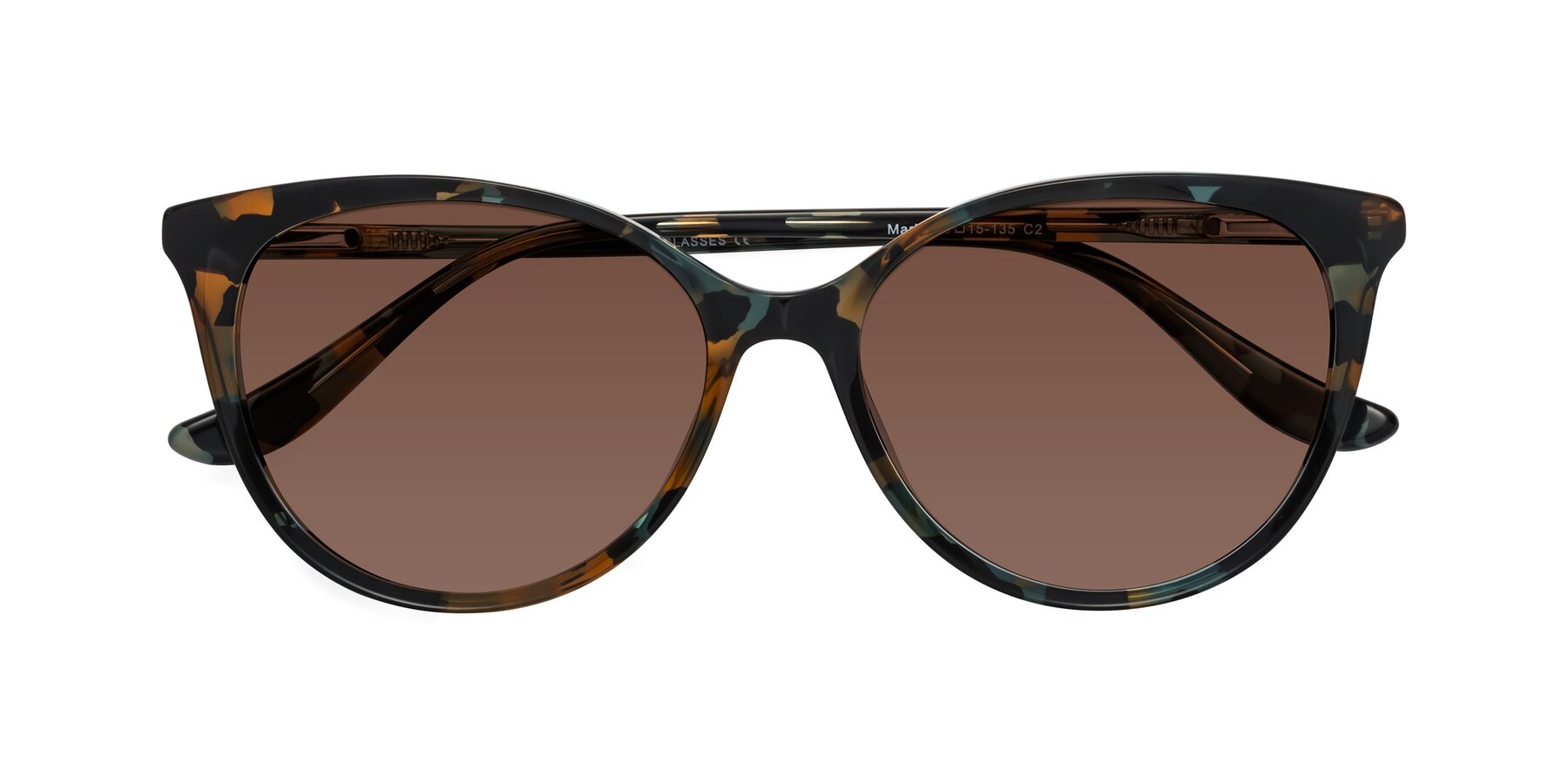 Folded Front of Maria in Orange Tortoise with Brown Tinted Lenses