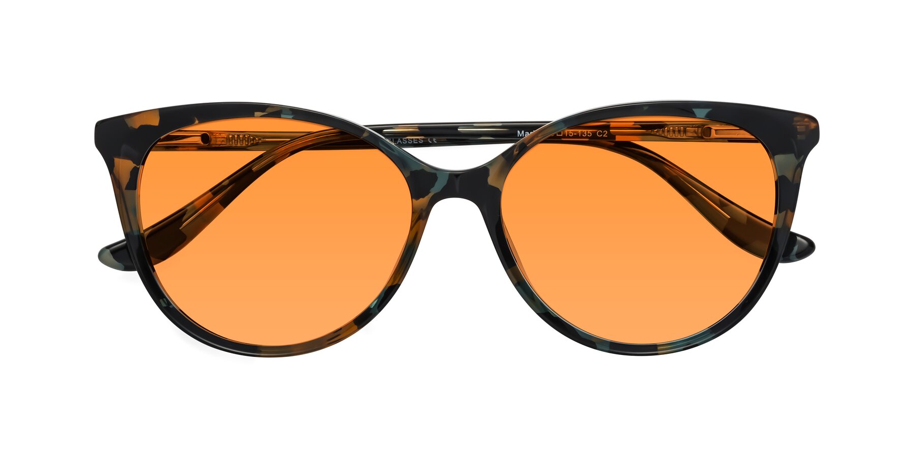 Folded Front of Maria in Orange Tortoise with Orange Tinted Lenses