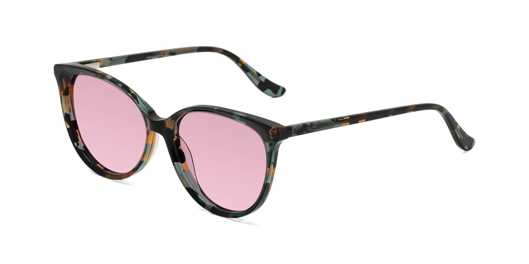 Angle of Maria in Orange Tortoise with Light Wine Tinted Lenses