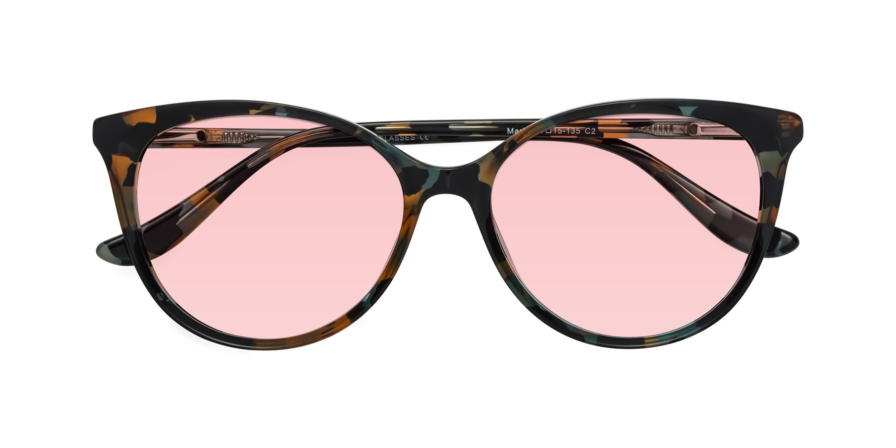 Folded Front of Maria in Orange Tortoise with Light Garnet Tinted Lenses