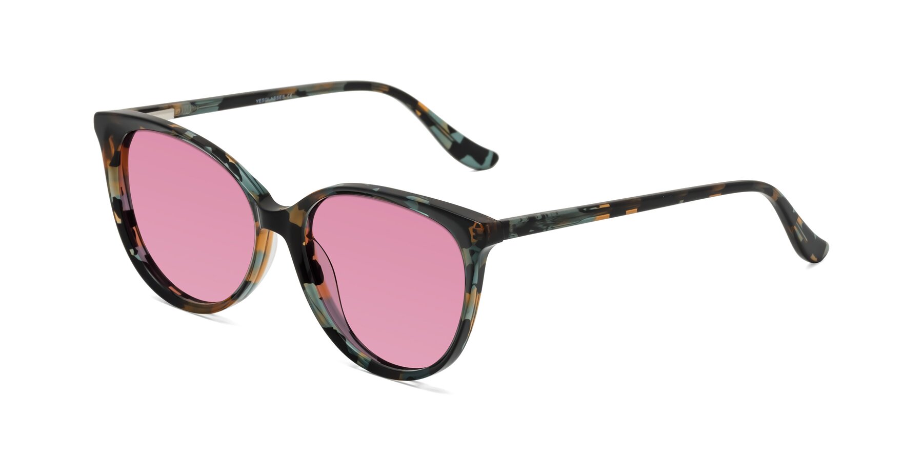 Angle of Maria in Orange Tortoise with Medium Wine Tinted Lenses