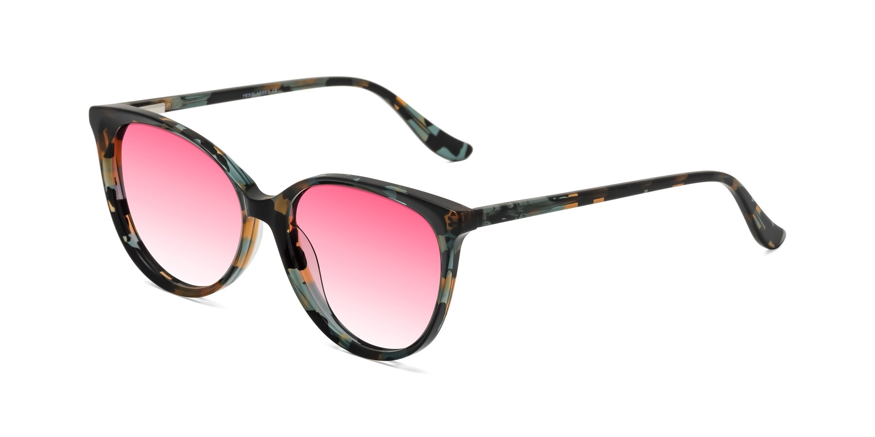 Angle of Maria in Orange Tortoise with Pink Gradient Lenses