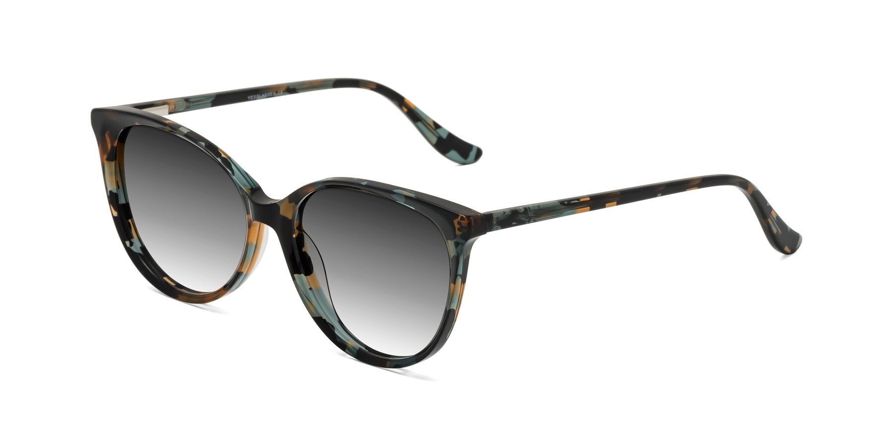 Angle of Maria in Orange Tortoise with Gray Gradient Lenses